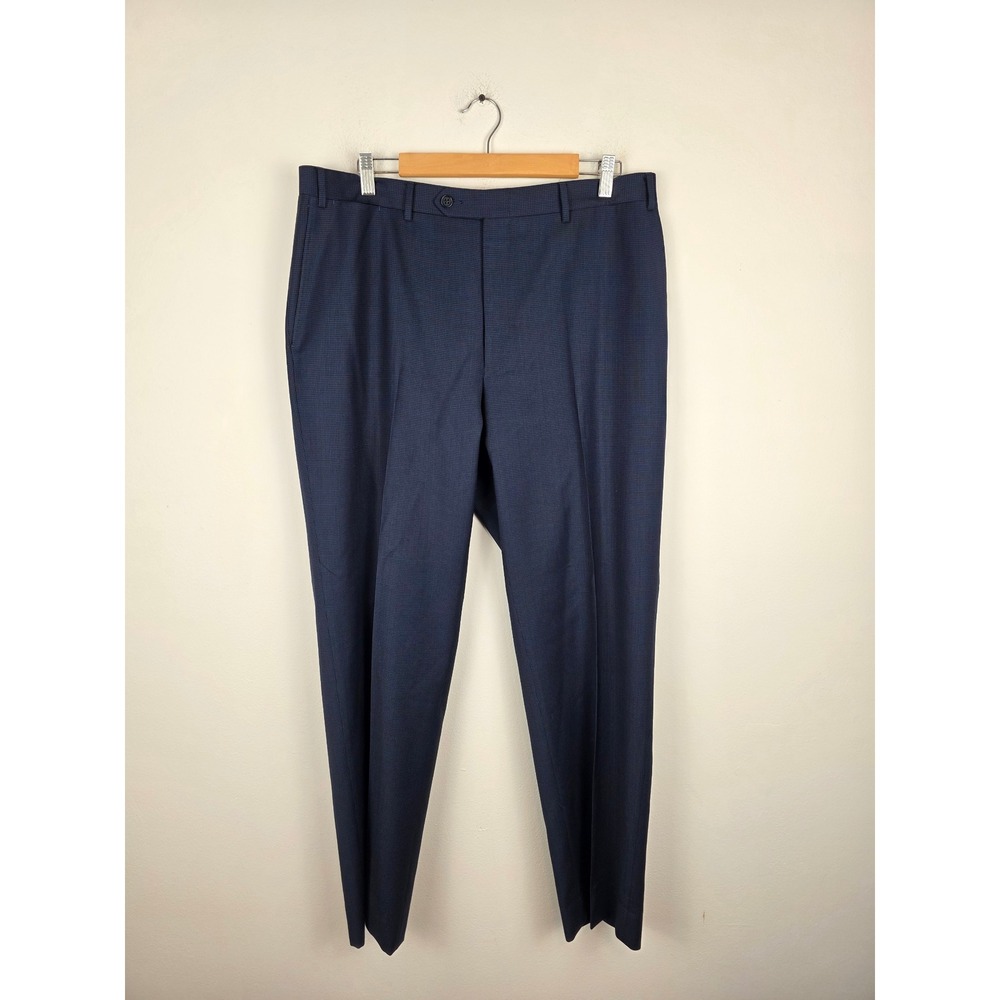 Canali 1934 Mens Blue Micro Houndstooth 100% Wool Dress Pants IT 54 US 37